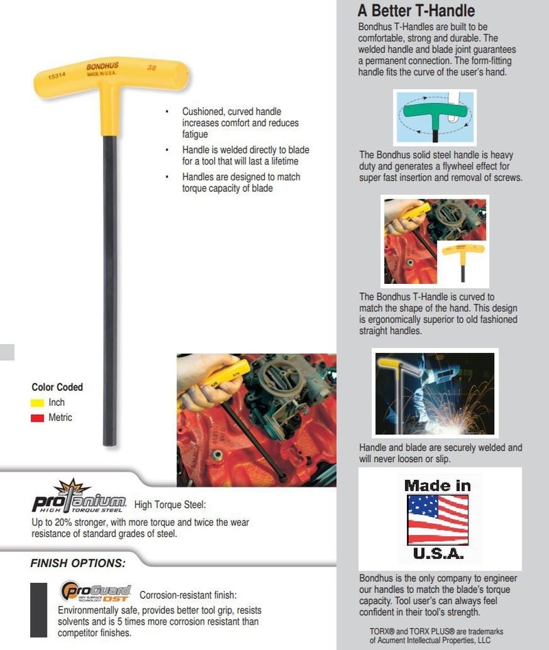 Bondhus Metric and Inch Ball Driver Hex and Star 26 Piece T-Handle Sets with Stand - Bondhus 13189, Bondhus 13190, Bondhus 33034 - Image 4